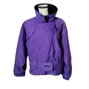 Vintage 90s Crestone Womens Sz 10 Purple Ski Coat Asymmetrical Snow Gear Winter